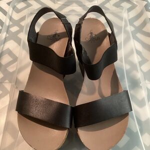 Women’s Corkys Black Wedge Sandals - Size 9